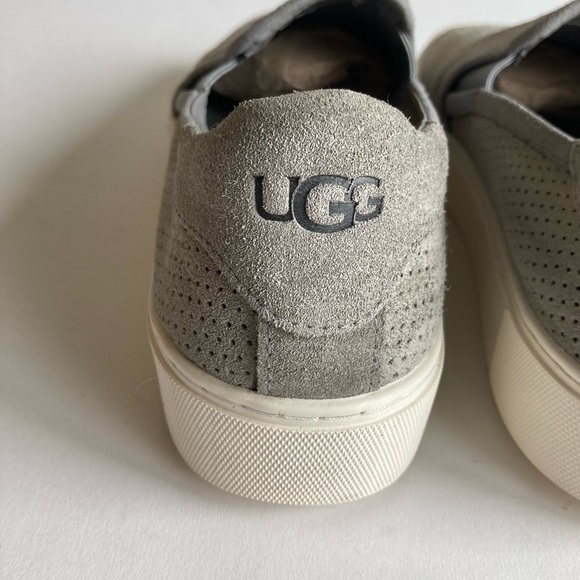 UGG Grey Suede Sheepskin Leather White Rubber Outsole Sneakers size 9 - Picture 7 of 12